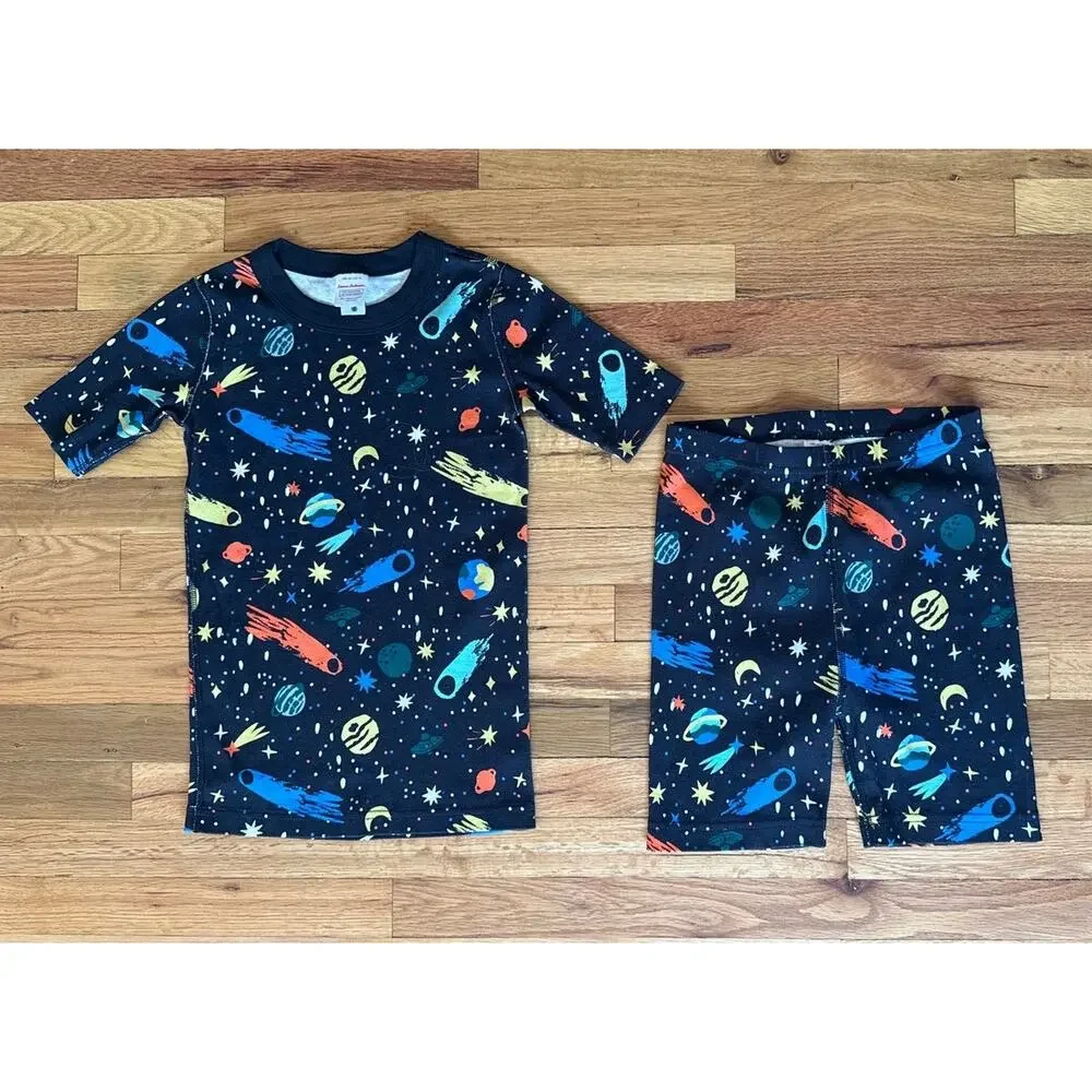 Hanna Andersson Kids Short Johns PJs in Outer Space Planets Print Size 10